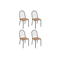 Kit 4 Cadeiras de Cozinha Noruega 4C077PRF  4 Un Preto Fosco/Linho Capuccino - Kappesberg - 1