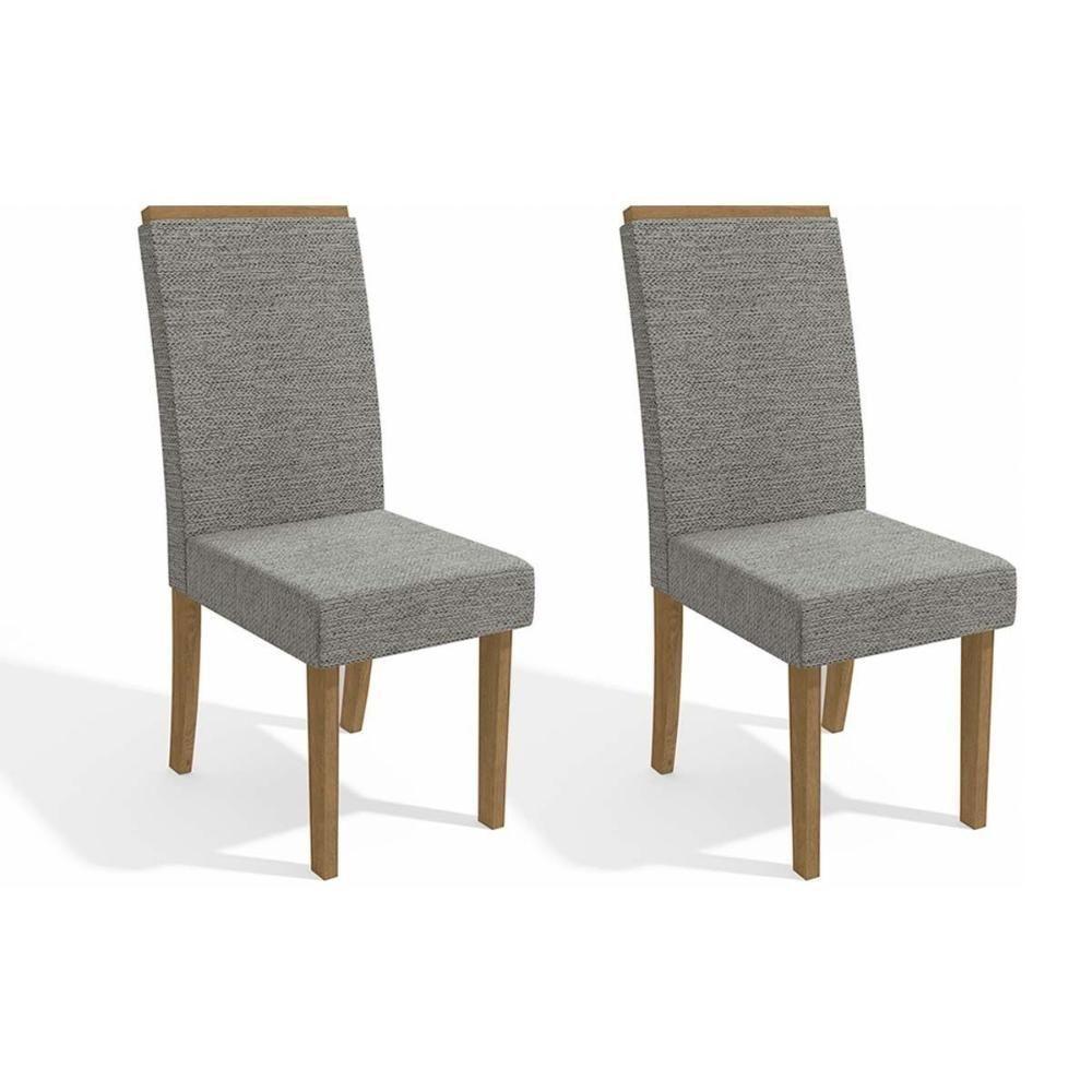 Kit 2 Cadeiras Sala Jantar 2CAD142 2 Un Freijó - Assento/Encosto Linho Cinza Mesclado - Kappesberg - 1
