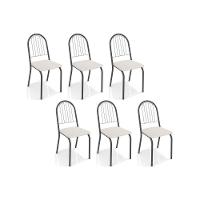 Cadeiras de Cozinha Noruega C077 Kit 6 Un Preto Fosco/Courano Branco - Kappesberg - 1