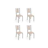Kit 4 Cadeiras Sala Jantar Lisboa 4C076  4 Un Níquel/Courano Nude - Kappesberg - 1