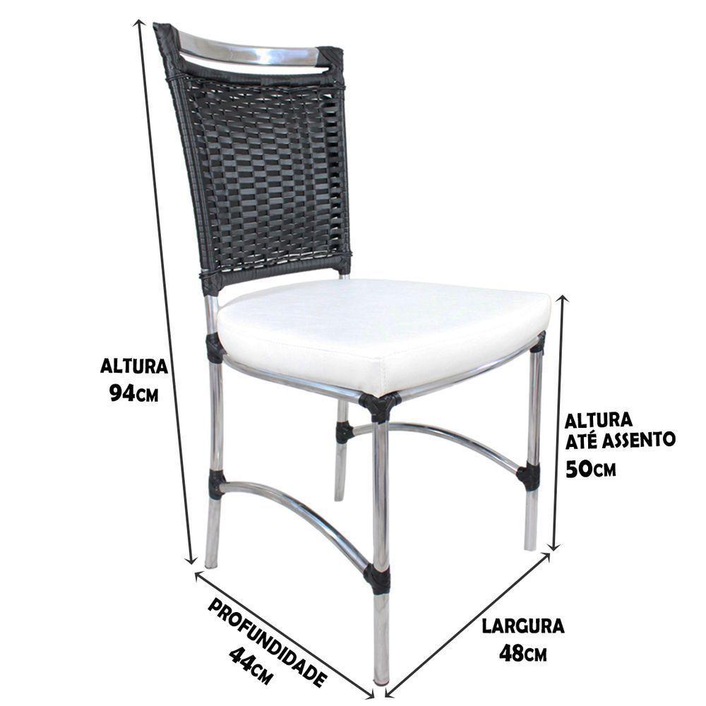 Cadeira De Jantar Em Alumínio Assento Impermeável Preta - 2