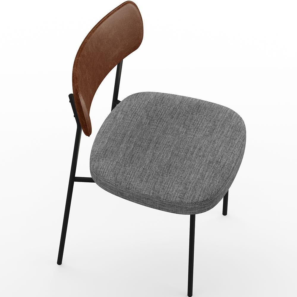 Kit 02 Cadeiras Sala De Jantar L02 Marrom Cinza Escuro - 2