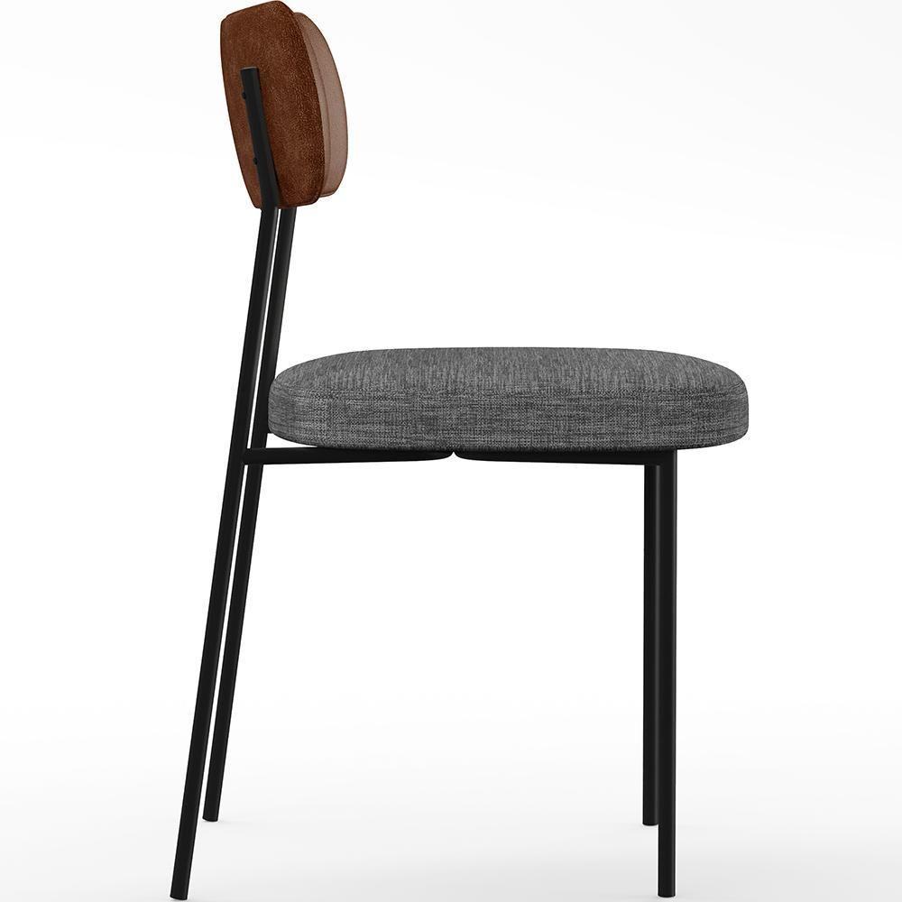 Kit 02 Cadeiras Sala De Jantar L02 Marrom Cinza Escuro - 3