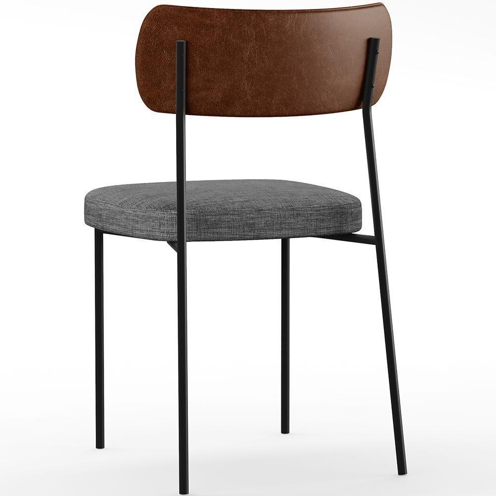 Kit 02 Cadeiras Sala De Jantar L02 Marrom Cinza Escuro - 4