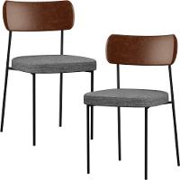 Kit 02 Cadeiras Sala De Jantar L02 Marrom Cinza Escuro - 1