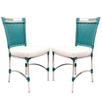2 Cadeiras De Jantar Jk Em Alumínio E Assento Impermeável - 1