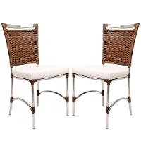 2 Cadeiras De Jantar Jk Em Alumínio E Assento Impermeável - 1