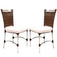 2 Cadeiras De Jantar Em Alumínio Com Assento Impermeável - 1