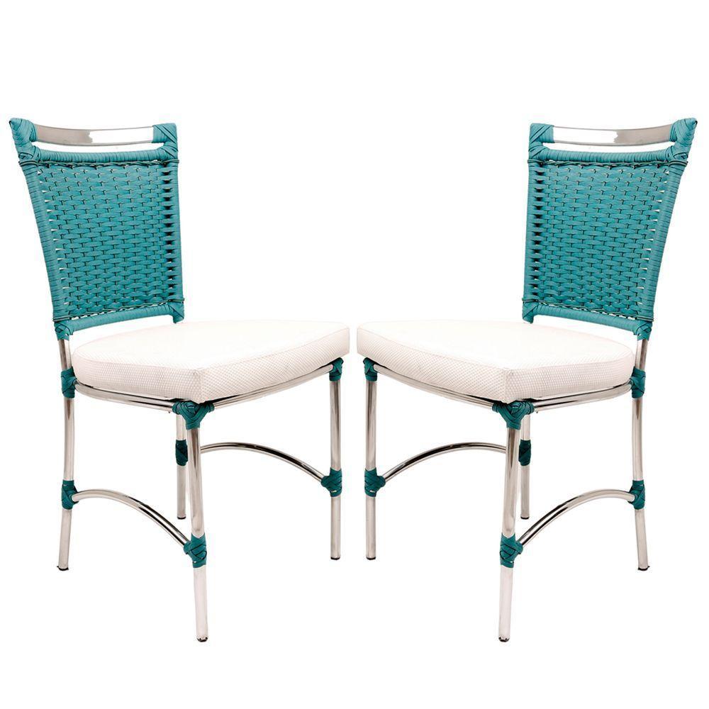 2 Cadeiras De Jantar Jk Em Alumínio E Assento Impermeável - 1