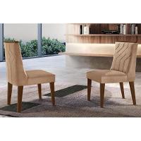 Kit 2 Cadeiras Sala Jantar Nevada 2 Un Madeira Capuccino/Linho Bouclê Creme - Rufato - 1