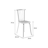 Cadeira de Cozinha 154 Kit 2 Un Prata - Assento Courano Branco - Carraro - 2