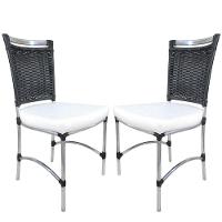 2 Cadeiras De Jantar Jk Em Alumínio Preta - 1