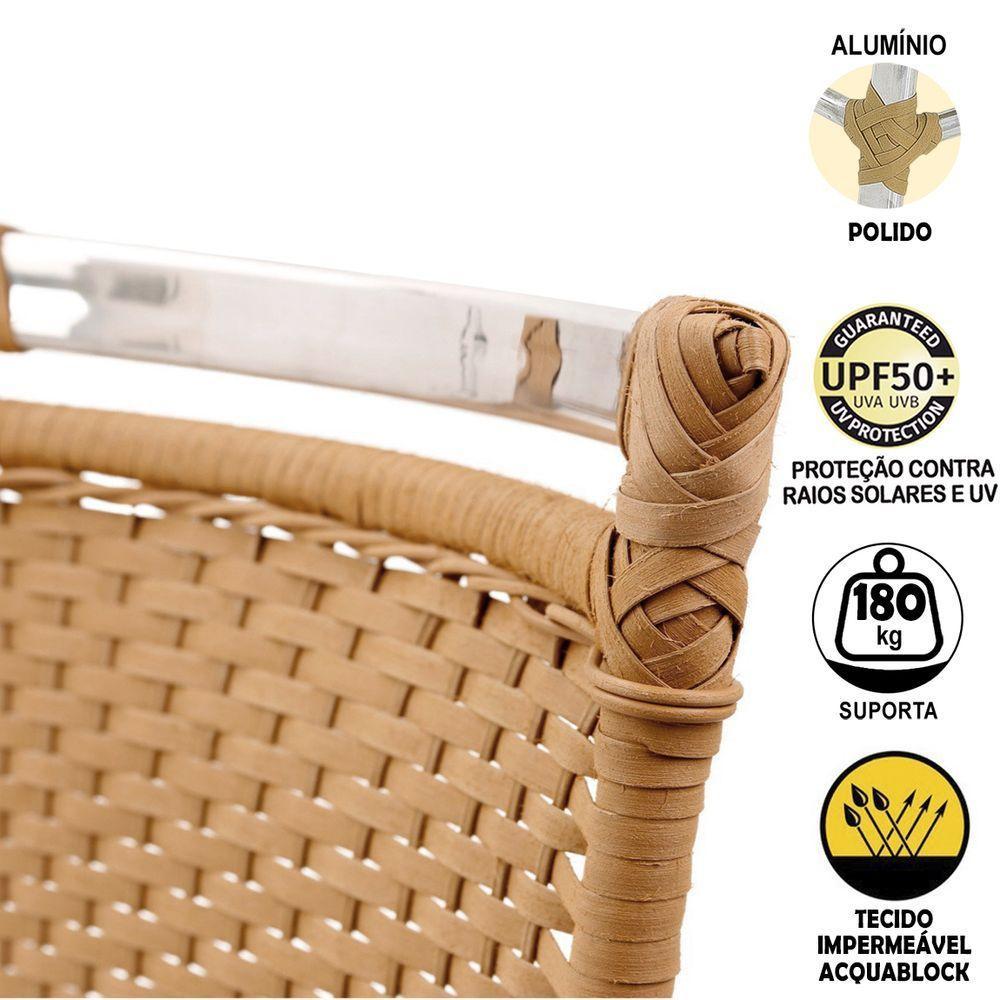 Cadeira De Jantar Em Alumínio Assento Impermeável cor Rafia - 4