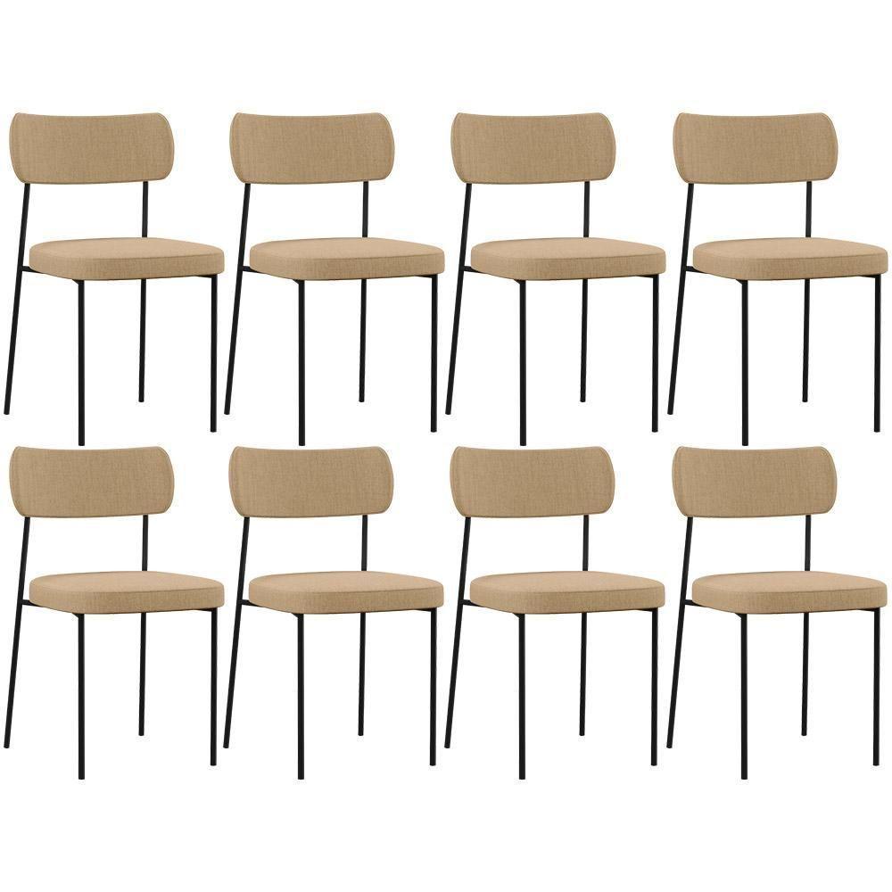 Kit 08 Cadeiras Sala De Jantar L02 Bege Escuro - 1