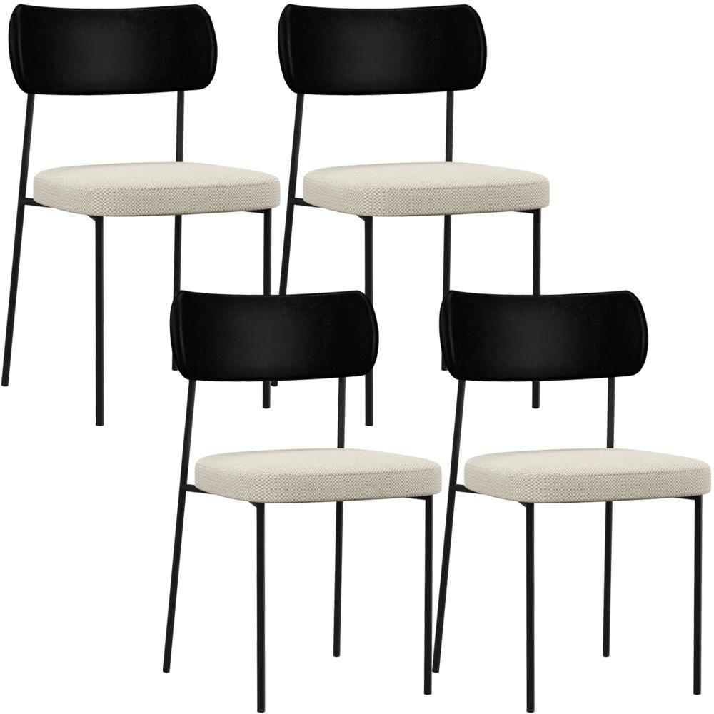 Kit 04 Cadeiras Sala De Jantar L02 Preto Champagne - 1