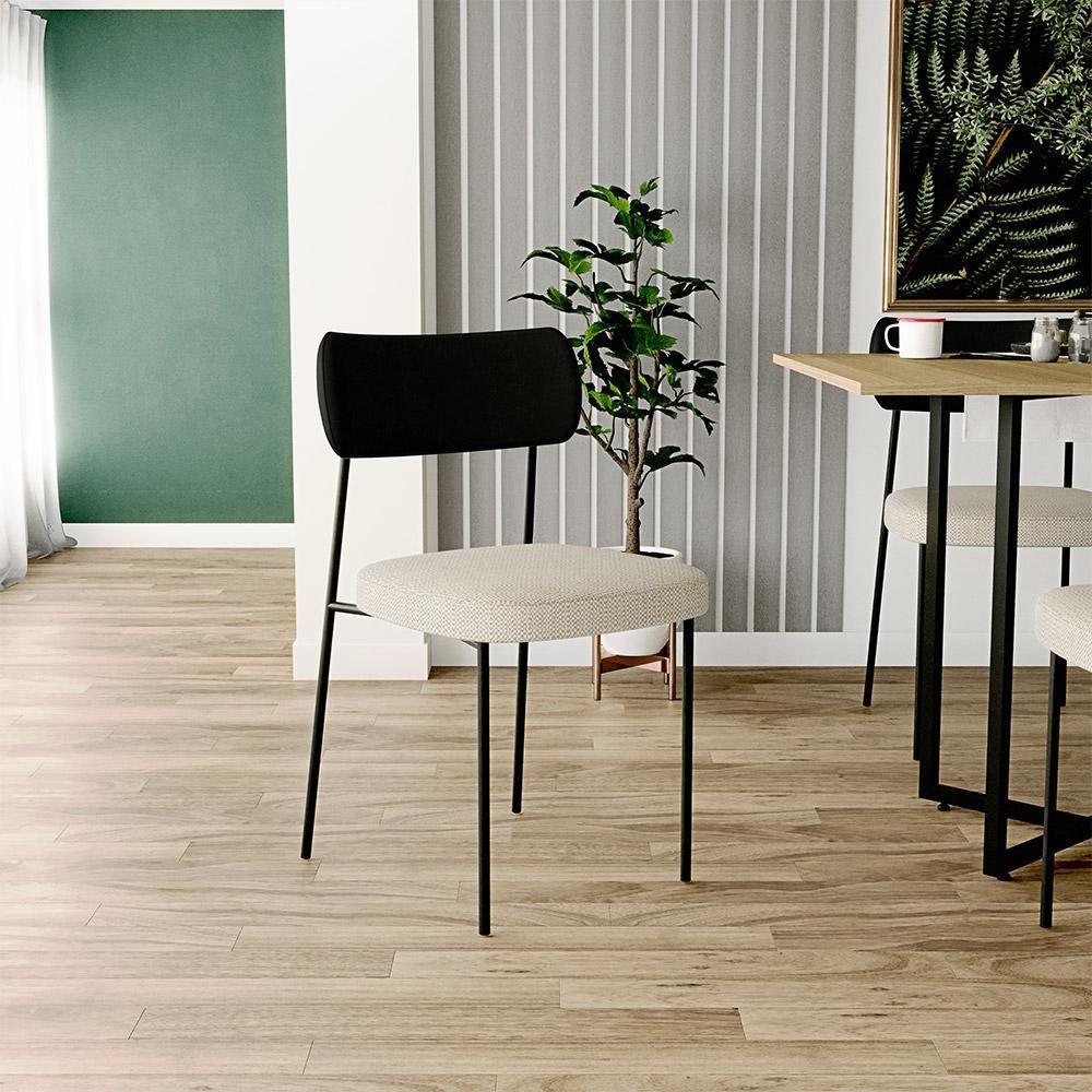Kit 04 Cadeiras Sala De Jantar L02 Preto Champagne - 7