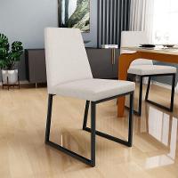 Kit 02 Cadeiras Para Sala De Jantar Base Aço Preto L02 Cru - 7