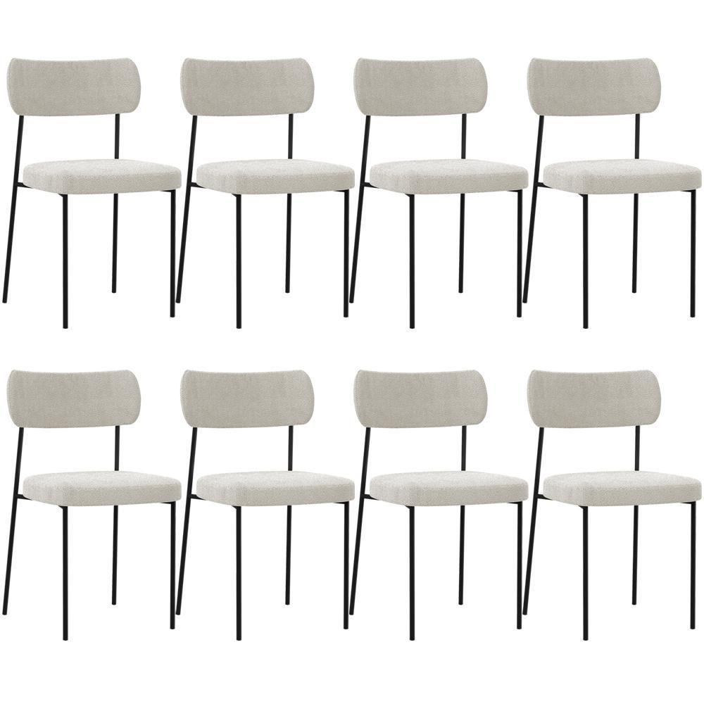 Kit 08 Cadeiras Sala De Jantar L02 Bouclê Creme - 1