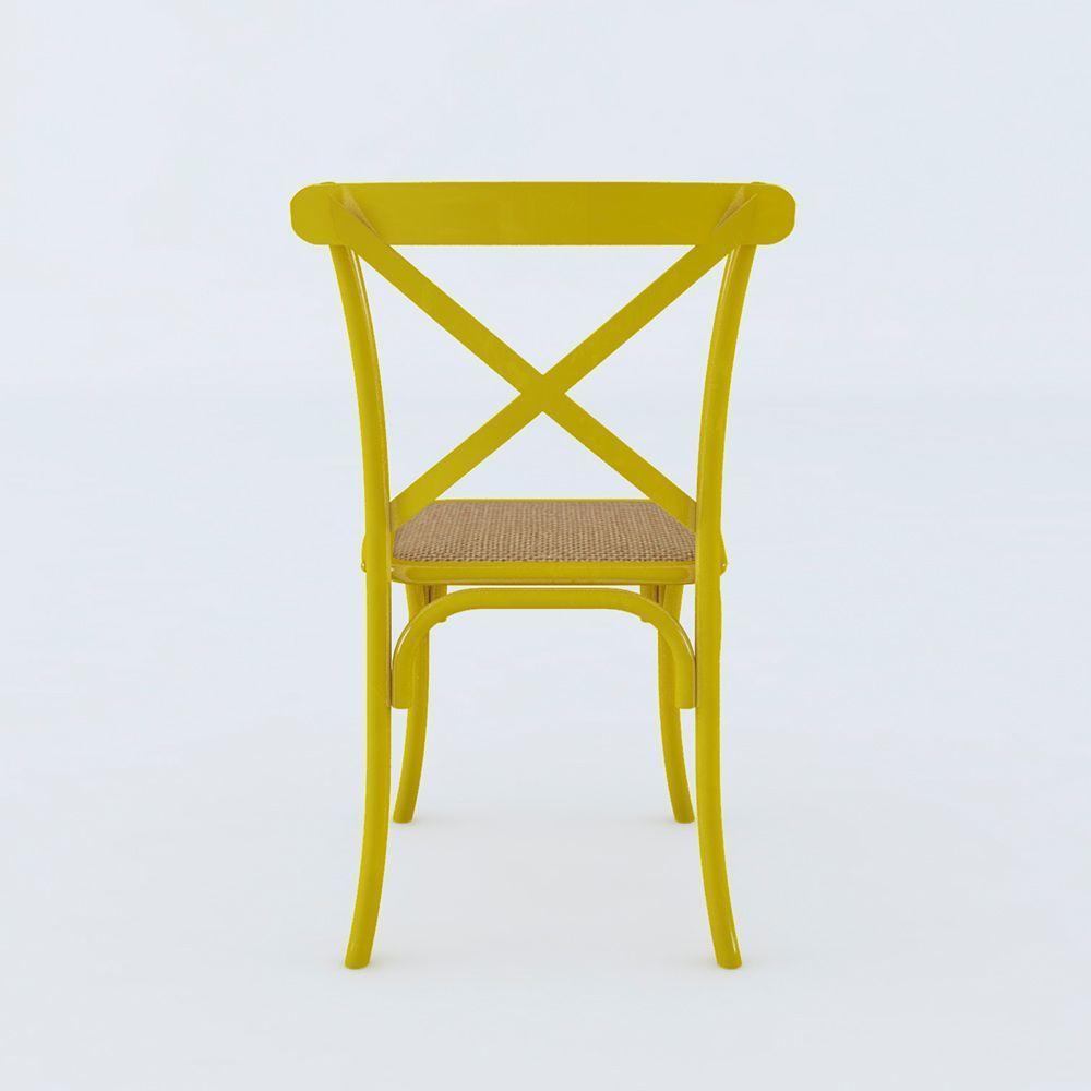 Kit 2 Cadeiras Katrina X Amarela Assento Bege Aço Asturias - Cor: Amarelo - 3