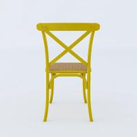 Kit 2 Cadeiras Katrina X Amarela Assento Bege Aço Asturias - Cor: Amarelo - 3