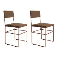 Kit 2 Cadeiras De Jantar Estofadas Veludo Marrom Base Cobre Vitoria - Cor: Marrom - 1