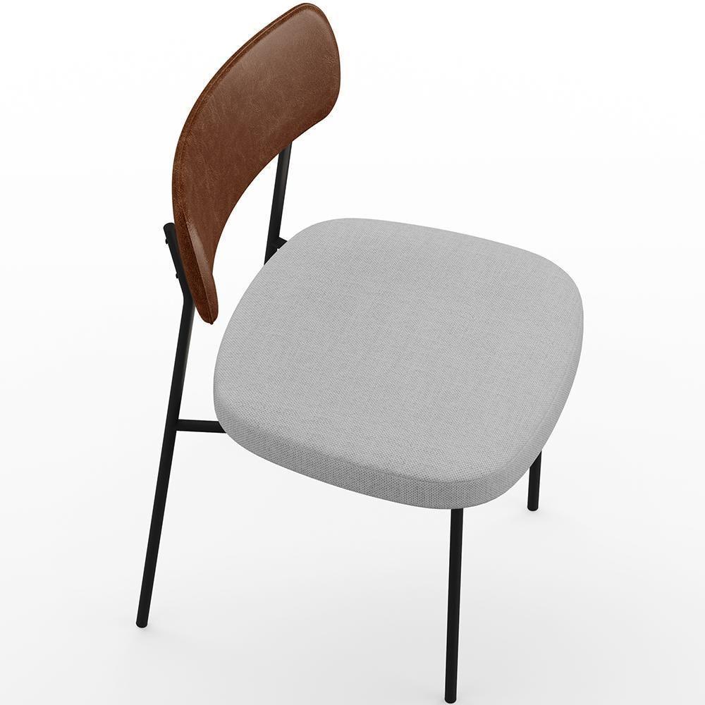 Kit 08 Cadeiras Sala De Jantar L02 Marrom Bouclê Cinza - 2