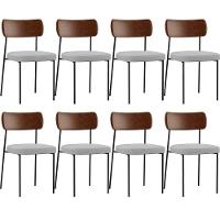 Kit 08 Cadeiras Sala De Jantar L02 Marrom Bouclê Cinza - 1