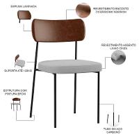 Kit 08 Cadeiras Sala De Jantar L02 Marrom Bouclê Cinza - 6