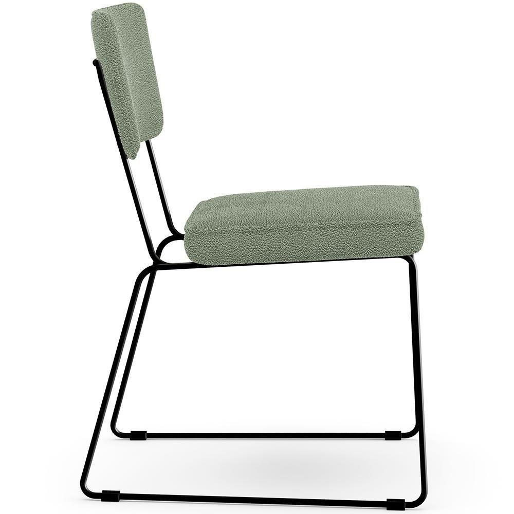 Cadeira Decorativa Estofada Para Sala De Jantar Base Em Aço Allana L02 Bouclê Oliva - 3