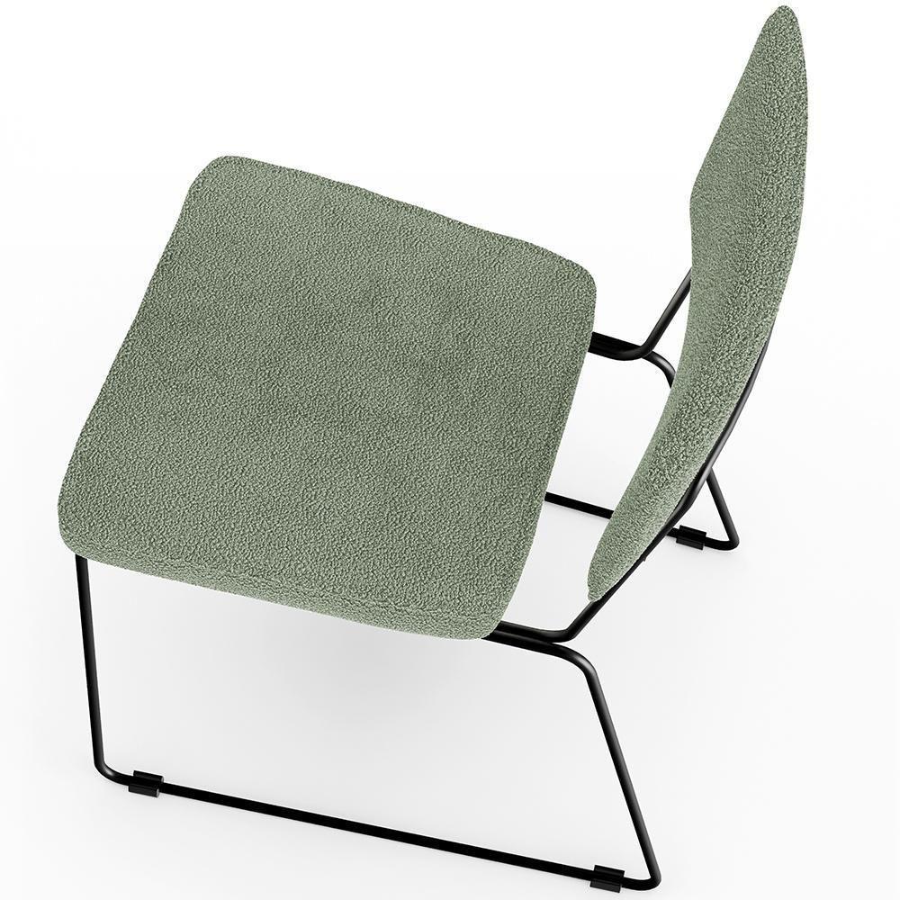 Cadeira Decorativa Estofada Para Sala De Jantar Base Em Aço Allana L02 Bouclê Oliva - 4