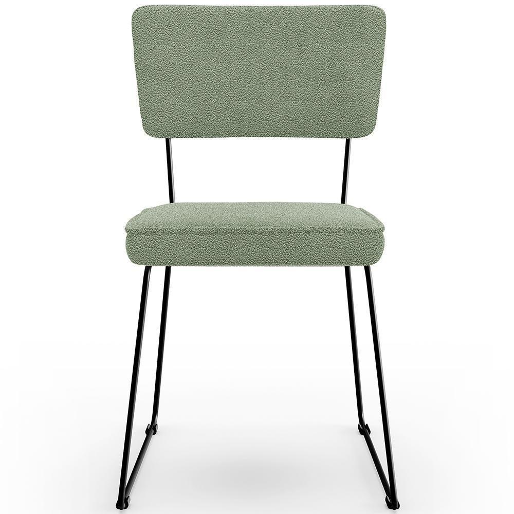 Cadeira Decorativa Estofada Para Sala De Jantar Base Em Aço Allana L02 Bouclê Oliva - 5