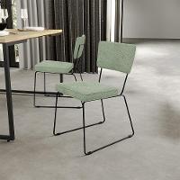 Cadeira Decorativa Estofada Para Sala De Jantar Base Em Aço Allana L02 Bouclê Oliva - 8