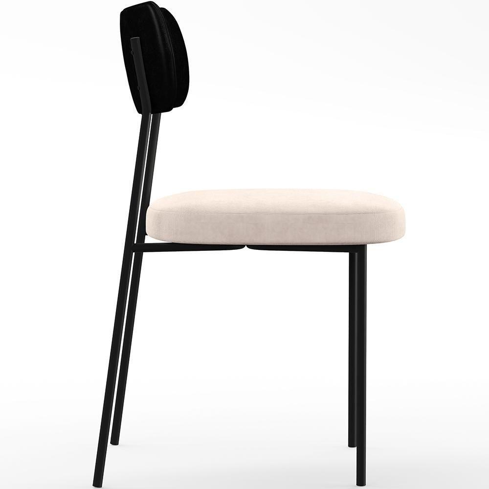 Kit 06 Cadeiras Sala De Jantar L02 Preto Suede Bege - 4
