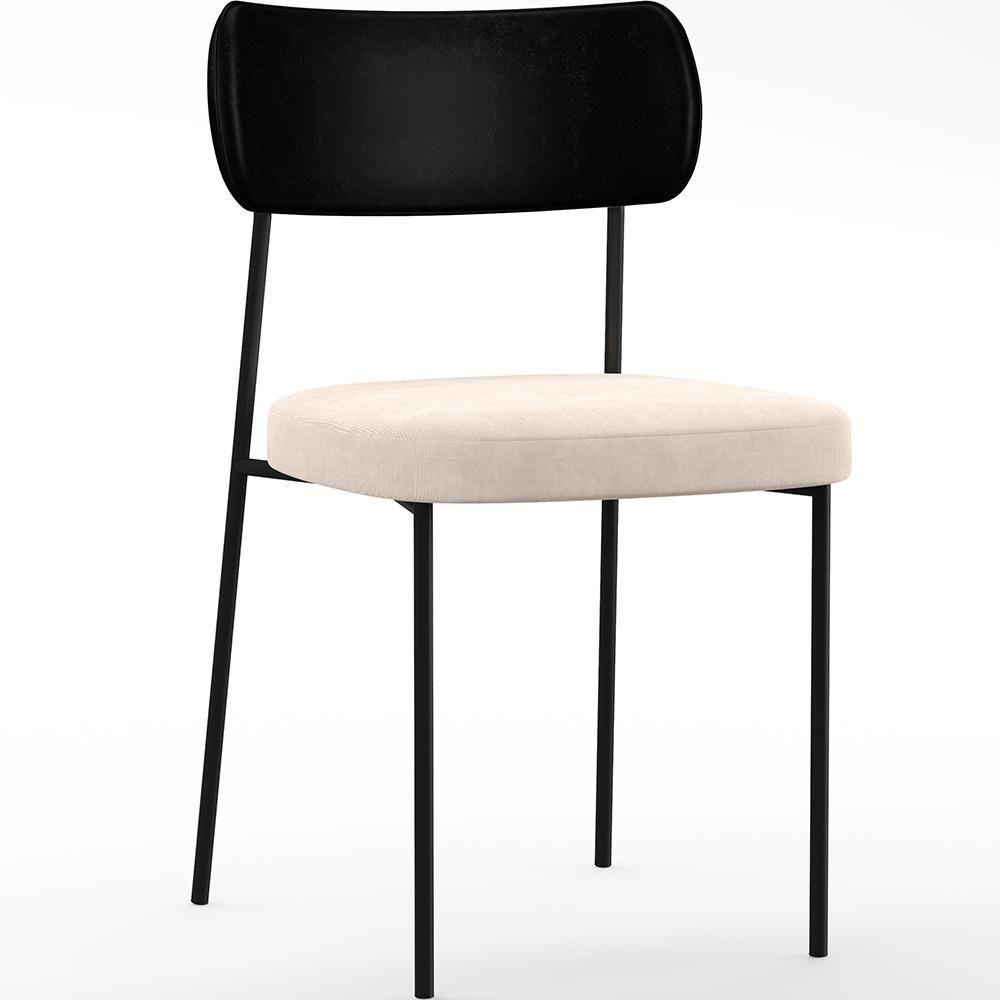 Kit 06 Cadeiras Sala De Jantar L02 Preto Suede Bege - 8