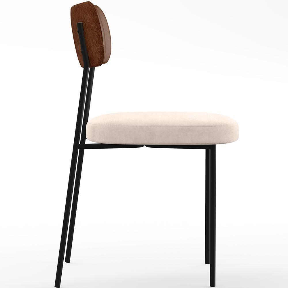 Kit 06 Cadeiras Sala De Jantar L02 Marrom Suede Bege - 4