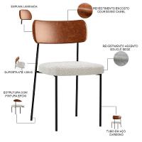 Kit 08 Cadeiras Sala De Jantar L02 Camel Bouclê Creme - 6