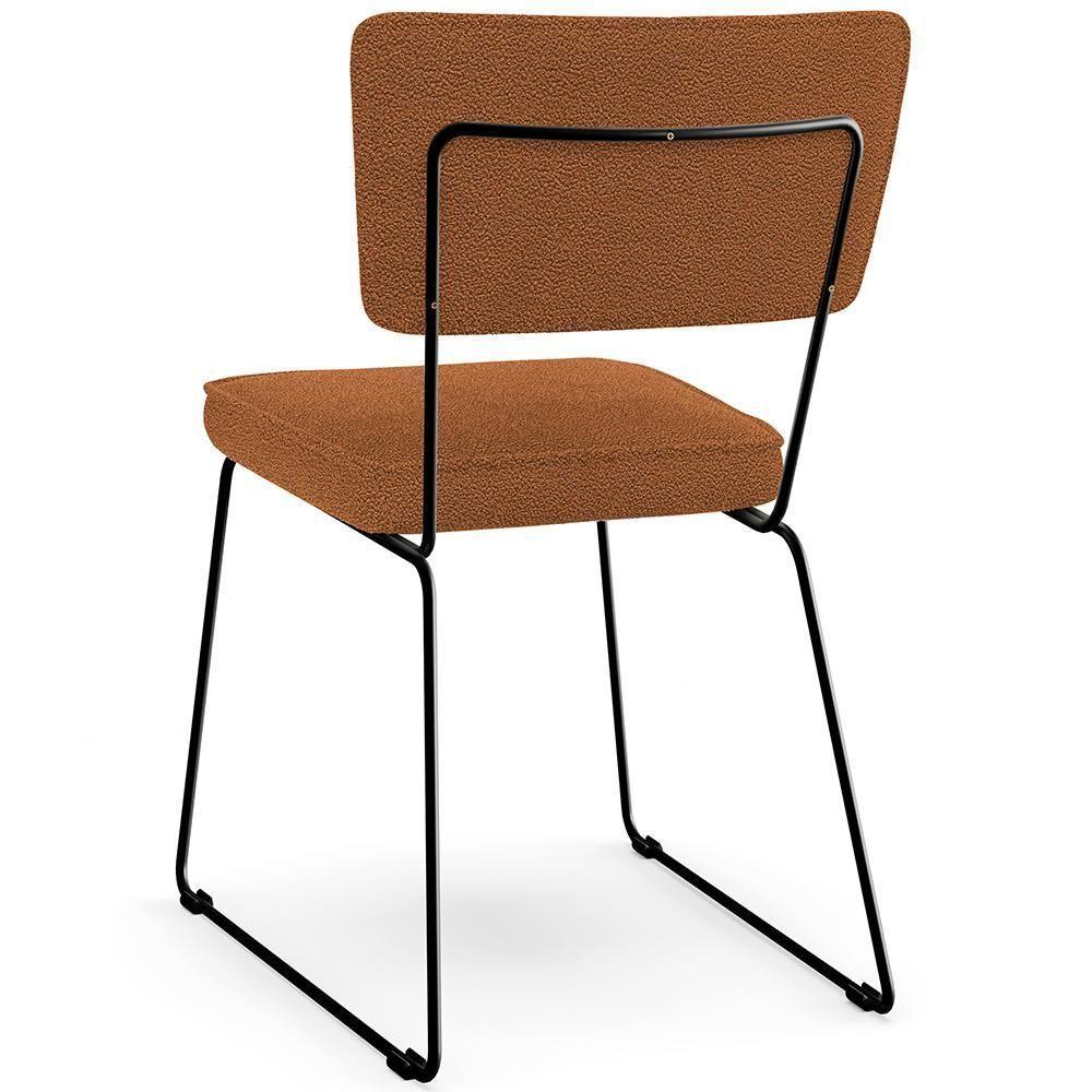 Cadeira Decorativa Estofada Para Sala De Jantar Base Em Aço Allana L02 Bouclê Terracota - 2