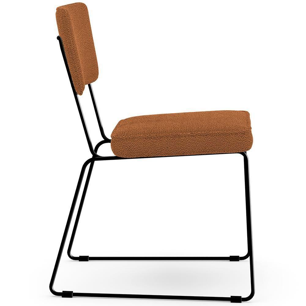 Cadeira Decorativa Estofada Para Sala De Jantar Base Em Aço Allana L02 Bouclê Terracota - 3
