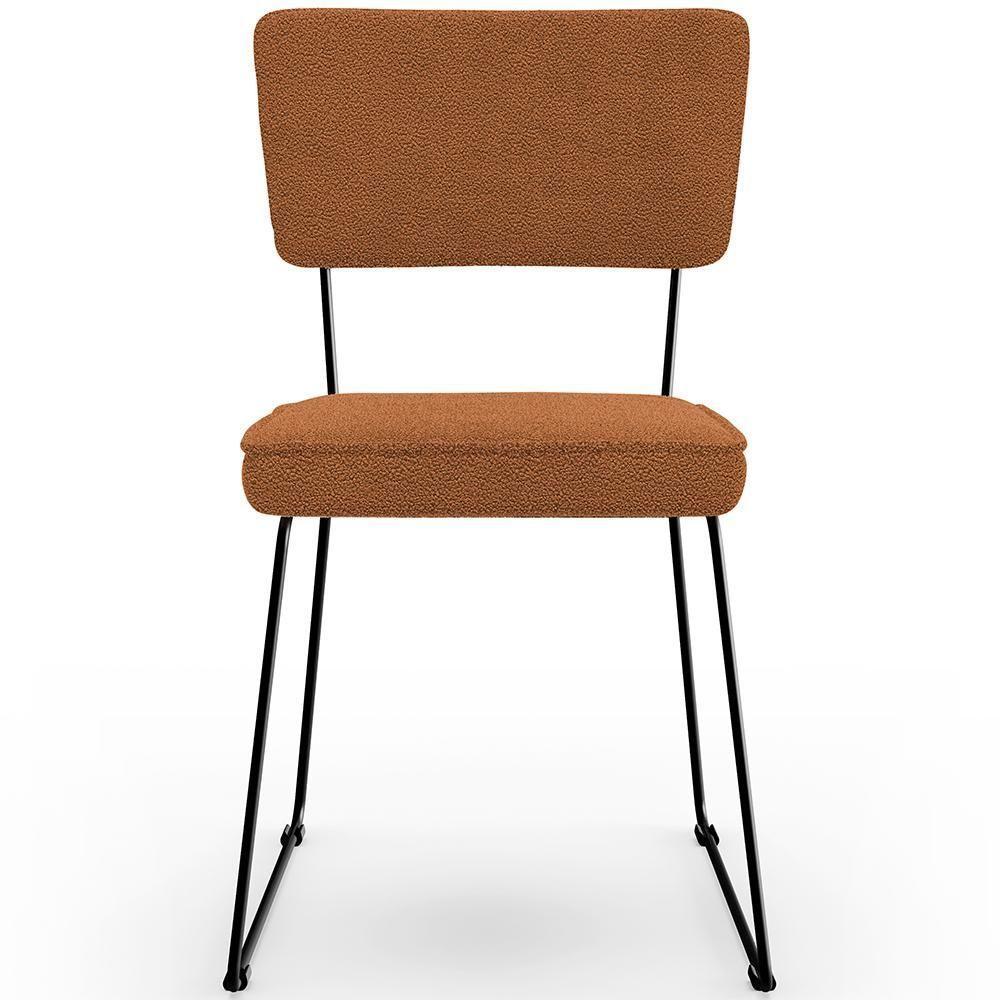 Cadeira Decorativa Estofada Para Sala De Jantar Base Em Aço Allana L02 Bouclê Terracota - 5