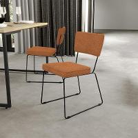 Cadeira Decorativa Estofada Para Sala De Jantar Base Em Aço Allana L02 Bouclê Terracota - 8