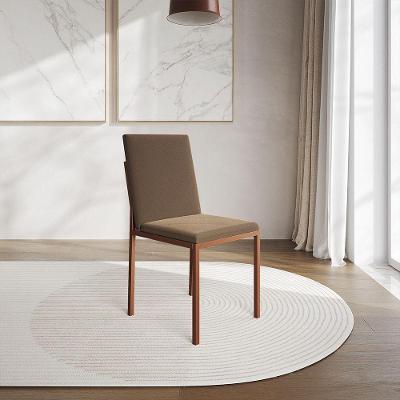 Cadeira De Jantar Estofada Mônaco Base Cobre Veludo Marrom - Cor: Preto