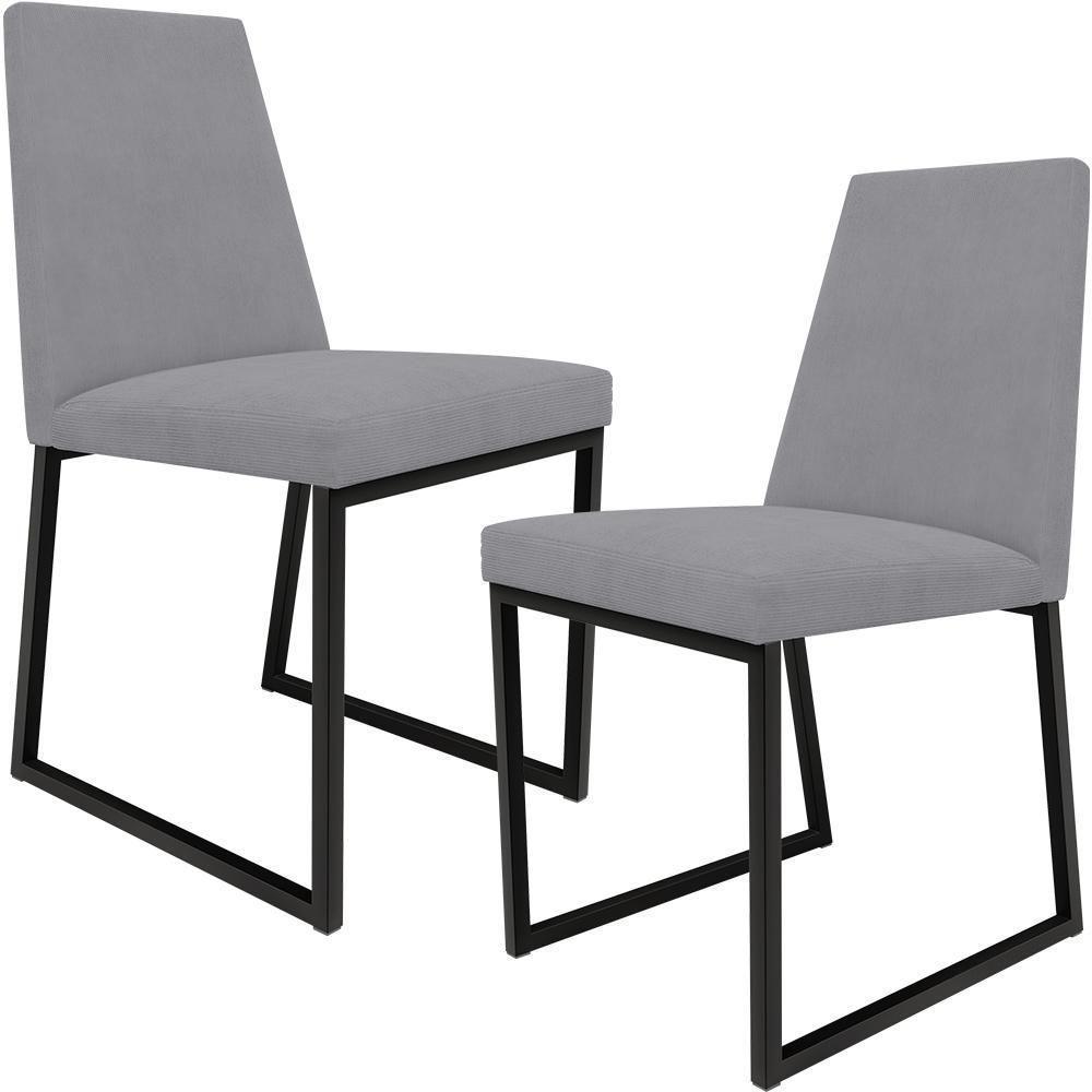 Kit 02 Cadeiras Para Sala De Jantar L02 Suede Cinza - 1