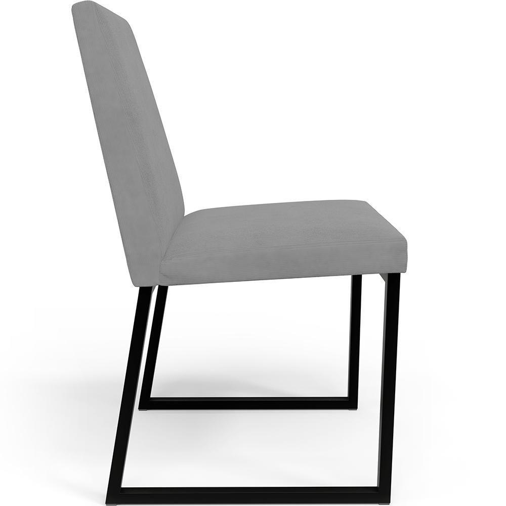 Kit 02 Cadeiras Para Sala De Jantar L02 Suede Cinza - 3