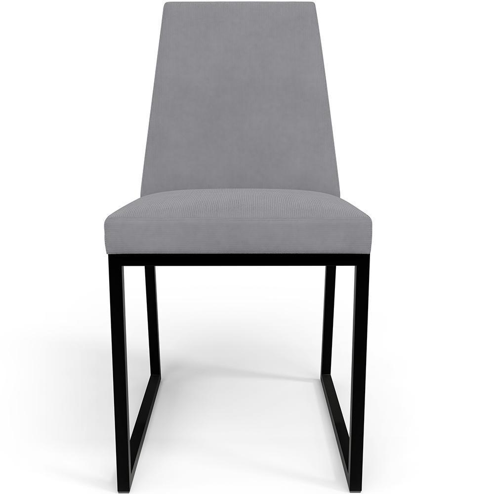 Kit 02 Cadeiras Para Sala De Jantar L02 Suede Cinza - 4