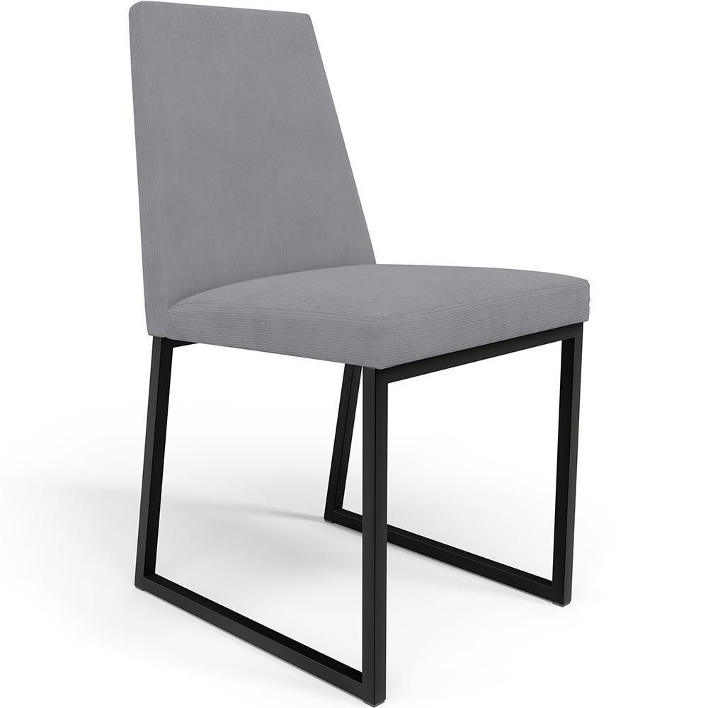Kit 02 Cadeiras Para Sala De Jantar L02 Suede Cinza - 8