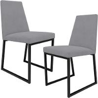 Kit 02 Cadeiras Para Sala De Jantar L02 Suede Cinza - 1