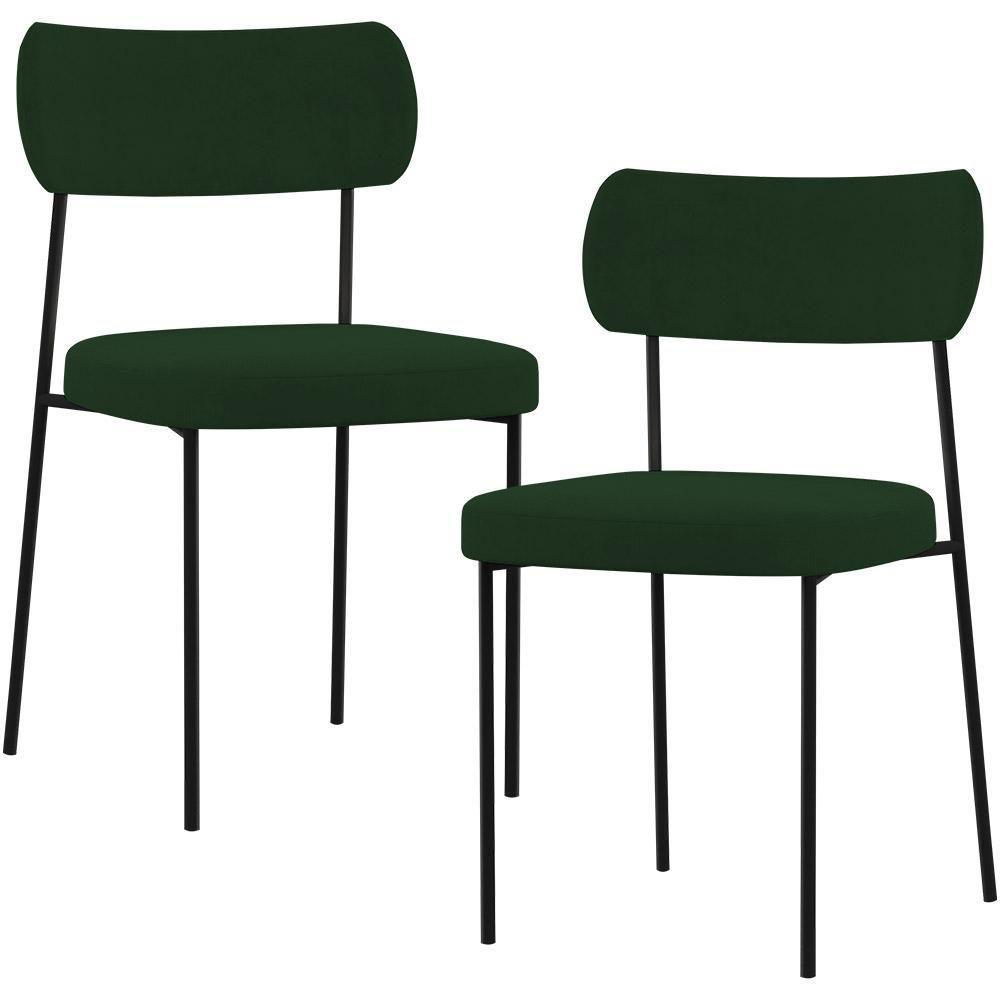 Kit 02 Cadeiras Para Sala De Jantar L02 Suede Verde Musgo - 1