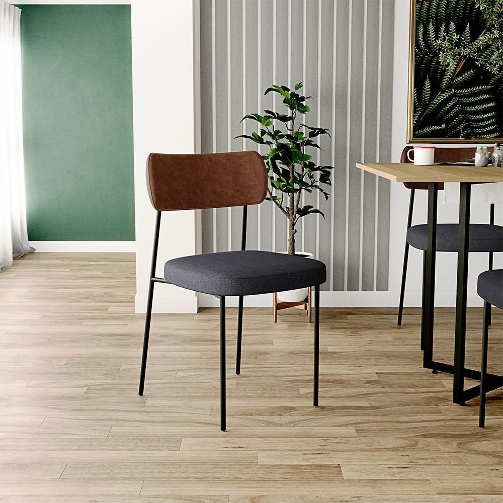 Kit 04 Cadeiras Para Sala De Jantar Melina L02 Marrom Chumbo - 7