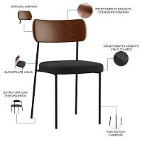 Kit 04 Cadeiras Para Sala De Jantar Melina L02 Marrom Chumbo - 6