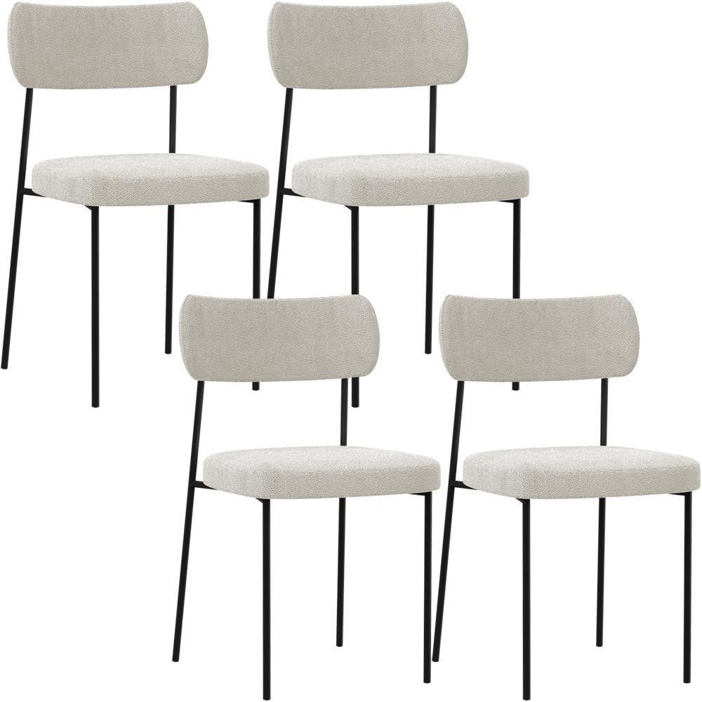 Kit 04 Cadeiras Para Sala De Jantar Melina L02 Bouclê Creme - 1